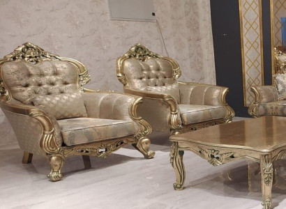 Armchair Wing Chair Design Upholstery Sofa Baroque Chesterfield Textile Living room New