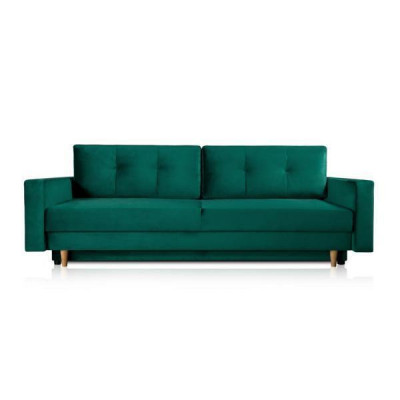 Functional and mega comfortable 3-seater sofa bed in luxurious green