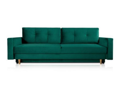 Functional and mega comfortable 3-seater sofa bed in luxurious green