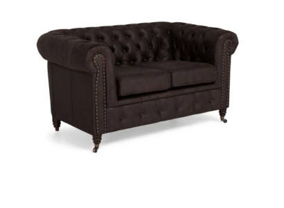 Two-seater Chesterfield Textile Couch Upholstery 2 Seater Sofas Couches black new