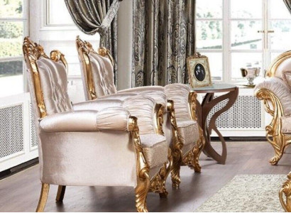 Armchair Wing Chair Luxury Fabric Seat Seater Design Upholstery Baroque Textile Furniture