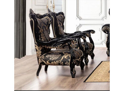 Armchair Wing Chair Luxury Fabric Seat Seater Design Upholstery Baroque Textile Furniture