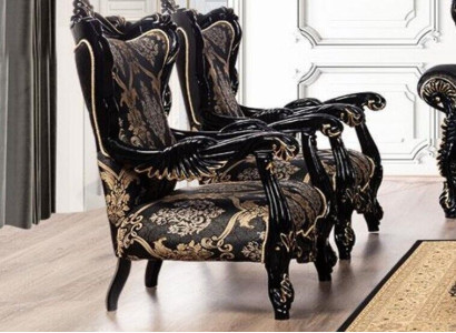 Armchair Wing Chair Luxury Fabric Seat Seater Design Upholstery Baroque Textile Furniture