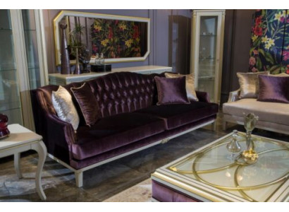 Purple Chesterfield Baroque Furniture Three Seater Sofa Textile Couch new