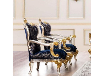 Armchair Wing Chair Design Upholstery Sofa Couch Baroque Seat Style 1 Seater Textile