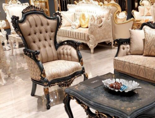 Luxury Armchair Wing Chair Design Upholstery Sofa Couch Chesterfield Textile 1 Seater
