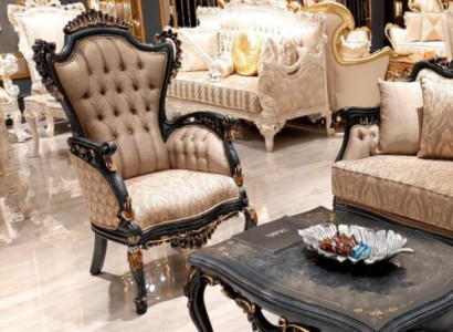 Luxury Armchair Wing Chair Design Upholstery Sofa Couch Chesterfield Textile 1 Seater