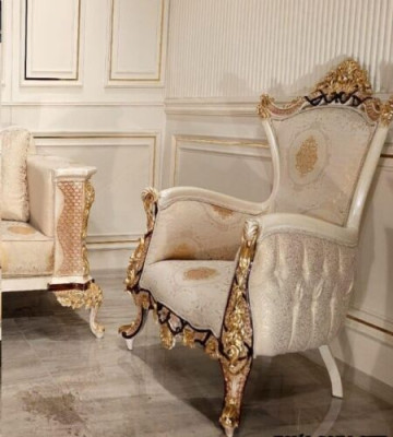 Wing Chair Armchair Seater Luxury Design Upholstery Sofa Textile Baroque Relax Fabric
