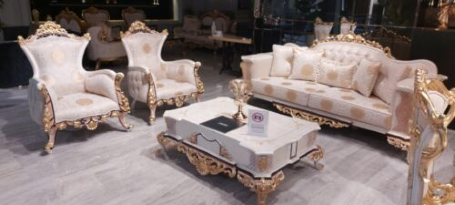 Luxury Chesterfield Set 3+3+1 Coffee table Baroque Rococo seat cushion sets