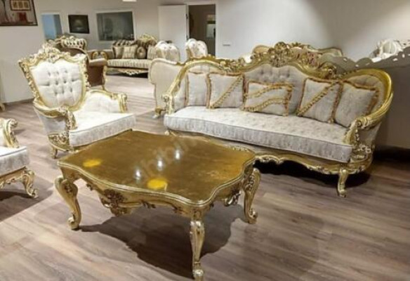 Sofa set 3+1 place Luxurious Golden Coffee table Living room 3pcs.
