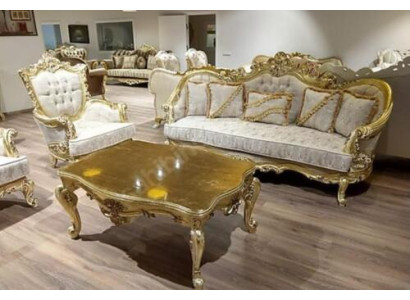 Sofa set 3+1 place Luxurious Golden Coffee table Living room 3pcs.