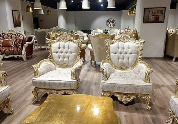 Sofa set 3+1 place Luxurious Golden Coffee table Living room 3pcs.
