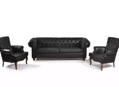 Black Chesterfield Sofa set Complete e Office Furnishings Modern Furniture