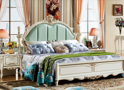 Luxury bed wooden bed bedroom with bedside tables 3 pieces. Set beds new