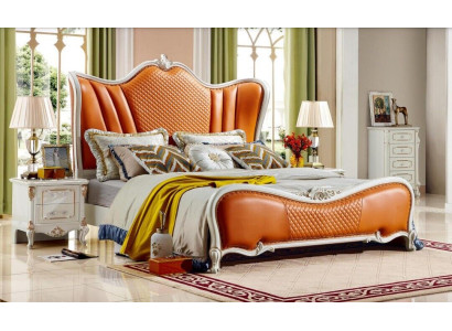 Bed Classic s Bedroom Chesterfield Orange 2x Bedside table 3-piece Wood