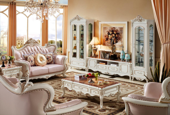 Display case White Luxury Living room Furniture Wood Design Glass Cabinet Display case Classic