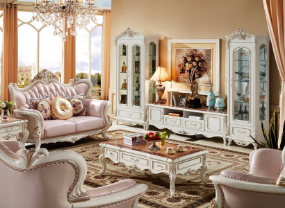 Display case White Luxury Living room Furniture Wood Design Glass Cabinet Display case Classic