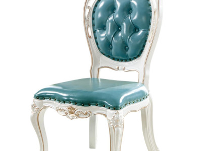 Chair Blue Luxury Dining room Upholstery Leather Elegant Chairs Classic