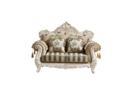 Sofa 2 Seater Beige Luxury Upholstery Fabric Living room Classic Couch