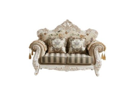 Sofa 2 Seater Beige Luxury Upholstery Fabric Living room Classic Couch