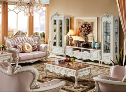 Display case White Luxury Living room Furniture Wood Glass Design Elegant Classic