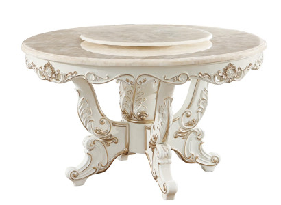 Dining table White Round Classic Dining room Luxury Wood Tables Elegant design