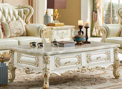 Classic r Coffee table 150x90 large sofa side table marble imitation