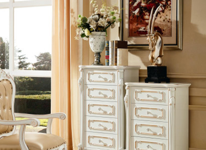 Bedroom Set White Design Elegant 2x Chest of drawers Classic Furniture Luxury 2-piece.