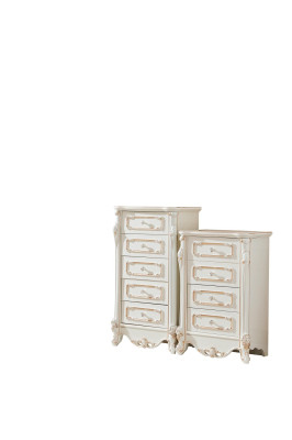 Bedroom Set White Design Elegant 2x Chest of drawers Classic Furniture Luxury 2-piece.