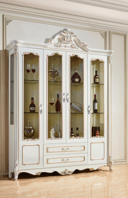 Antique Style Wardrobe Baroque Glass Cabinet Cabinets Furniture Wood Display case