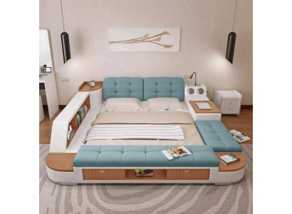 Upholstery Beds Modern Hotel Multifunction new Double Luxury Design Leather
