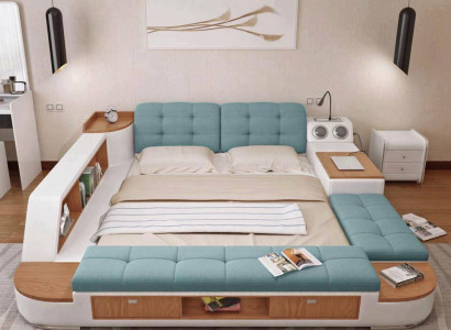 Upholstery Beds Modern Hotel Multifunction new Double Luxury Design Leather