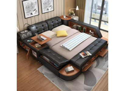 Beds Modern Hotel Multifunction Lounger Double Luxury Design Leather Bed