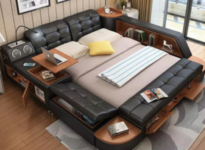 Beds Modern Hotel Multifunction Lounger Double Luxury Design Leather Bed
