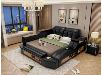 Design Leather Beds Hotel Double Multifunction s Bed Bluetooth Boxes Luxury