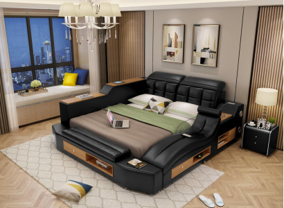 Design Leather Beds Hotel Double Multifunction s Bed Bluetooth Boxes Luxury