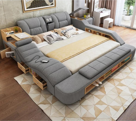 Design Leather Beds Hotel Double new Multifunction s Bed Bluetooth Boxes