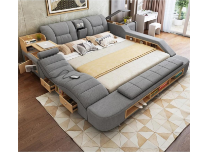 Design Leather Beds Hotel Double new Multifunction s Bed Bluetooth Boxes
