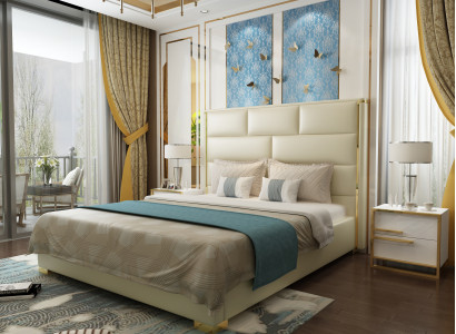 Designer Double bed Bed Bedroom Beds Leather Hotel Luxury Upholstery