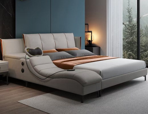 Multifunction Double Luxury Design Leather Bed Upholstery Beds Hotel Sound new