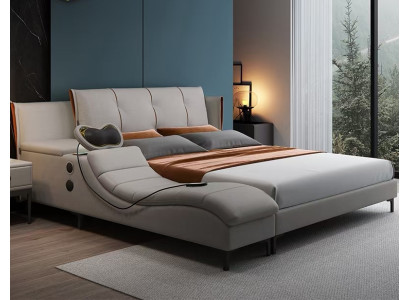 Multifunction Double Luxury Design Leather Bed Upholstery Beds Hotel Sound new