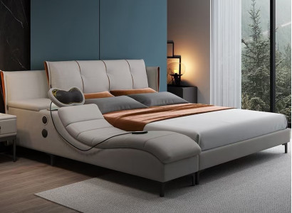 Multifunction Double Luxury Design Leather Bed Upholstery Beds Hotel Sound new