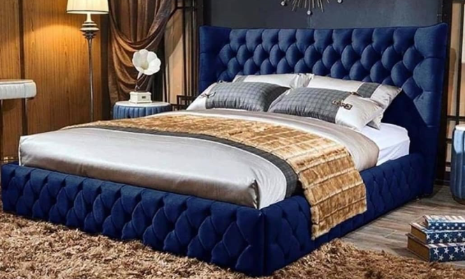 Beds Chesterfield Desi180x200gn Double bed Furniture Upholstery Textile Blue Bed new