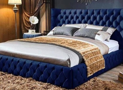 Beds Chesterfield Desi180x200gn Double bed Furniture Upholstery Textile Blue Bed new