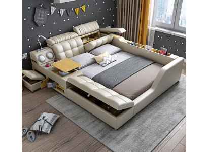 Double bed Upholstered bed Bedroom 180x200cm Multifunction Bed Beds