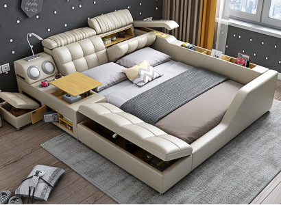 Double bed Upholstered bed Bedroom 180x200cm Multifunction Bed Beds