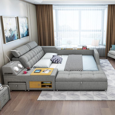 Double bed Upholstered bed Bedroom 180x200cm Multifunction Bed Beds