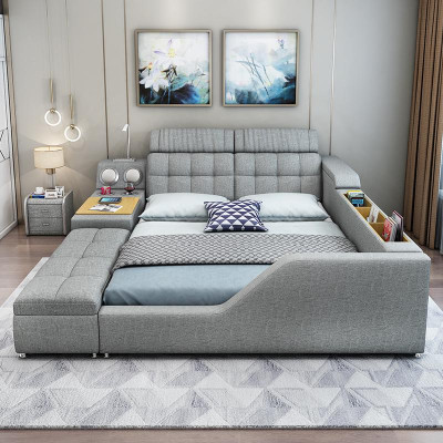 Double bed Upholstered bed Bedroom 180x200cm Multifunction Bed Beds