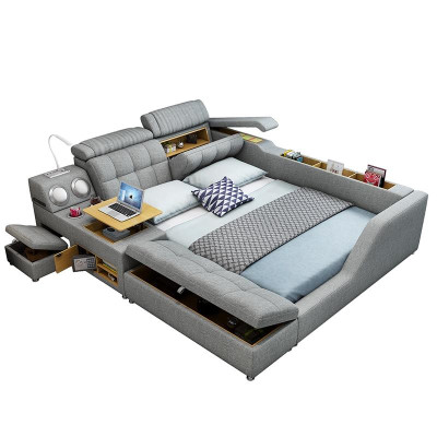 Double bed Upholstered bed Bedroom 180x200cm Multifunction Bed Beds