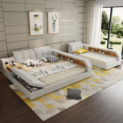 Design Leather Beds Hotel Double Storage Shelf 180x200 Multifunction s